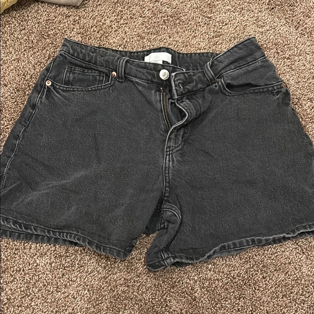 H&M Black Jean Shorts Distressed Cut-Offs